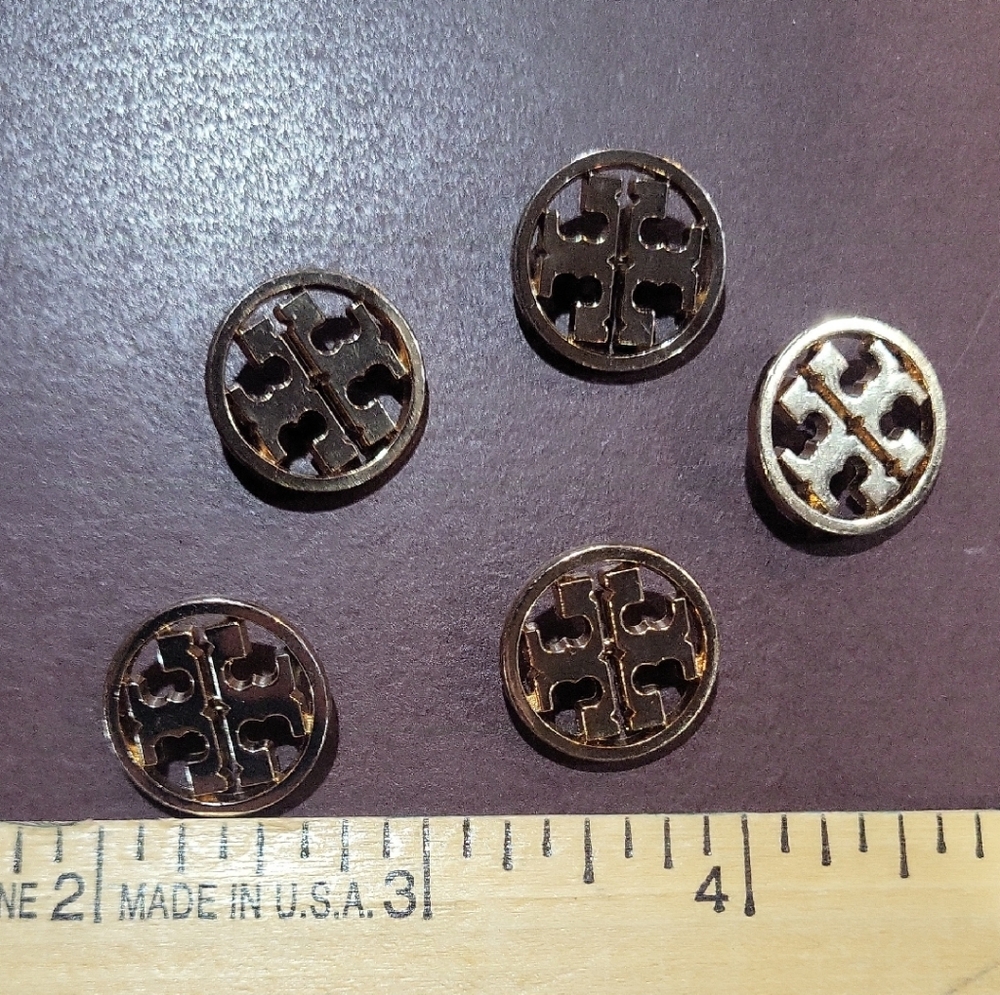 Tory Burch Black and Gold Logo Buttons